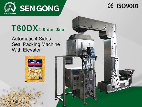 T60DX Automatic 4 Sides Seal Packing Machine With Elevator